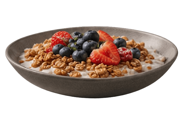 Cremiger Joghurt mit hausgemachtem Granola und frischen Früchten
